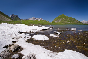Summer snow in the mountains