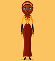 Muslim arab iran business woman vector flat illustration isolated