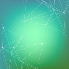 Obraz premium Geometric abstract background with connected line and dots. Structure molecule and communication. Scientific concept for your design. Medical, technology, science background. Vector illustration.