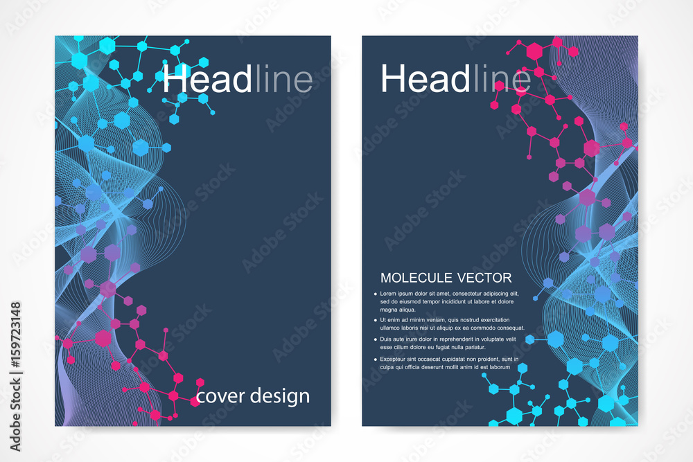 Canvas Prints scientific brochure design template. vector flyer layout, molecular structure with connected lines a