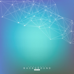 Geometric abstract background with connected line and dots. Structure molecule and communication. Scientific concept for your design. Medical, technology, science background. Vector illustration.