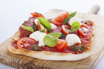 pizza pomodoro, vegetarian and homemade isolated on white background