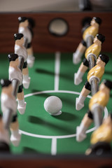 Close-up view of table football, selective focus