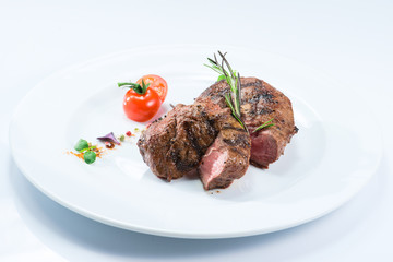 a steak from marble beef medium rare