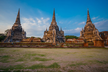 Fototapeta premium Wat Phra Si Sanphet temple in Ayutthaya Historical Park, a UNESCO world heritage site, Thailand