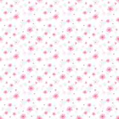 Vector seamless pattern. Cute pattern in small flower. White background