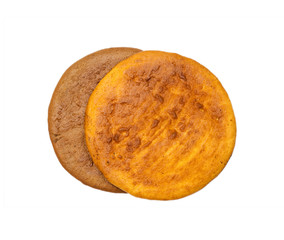 Round honey blanks for baking a cake on white background