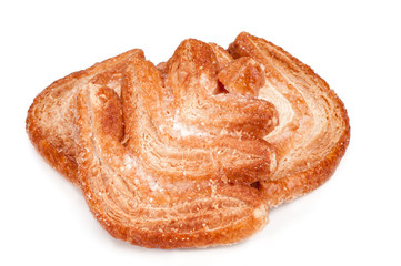 tasty Christmas tree shape puff pastry against white background