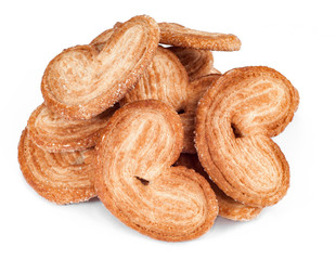 heart shape sweet puff pastry. Bakery products isolated on white