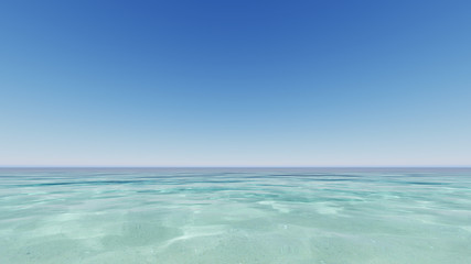 Fototapeta na wymiar Blue ocean and clear sky 3D render