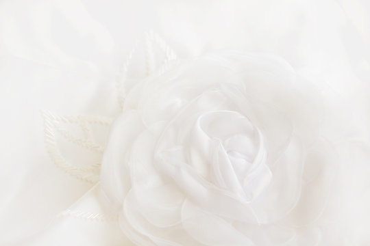 White background with gentle rose  close up from textile rose.Texture, abstract pattern for romantic or wedding.
