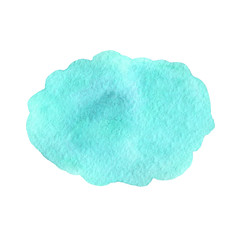 Hand drawn watercolor turquoise texture isolated on the white background