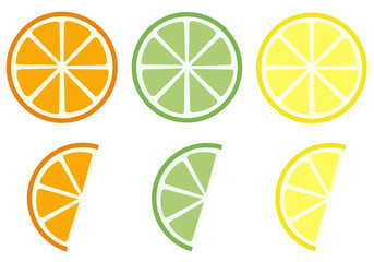 Citrus Früchte Orange, Limette und Zitrone