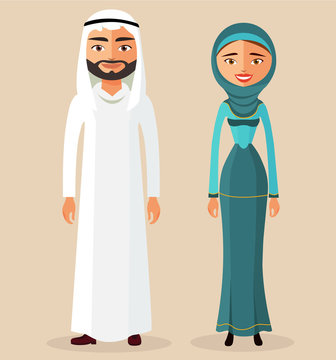 Arab people character traditional arab couple vector flat illustration illustration