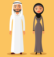 Traditional arab couple. Vector cartoon flat illustration - Illustration