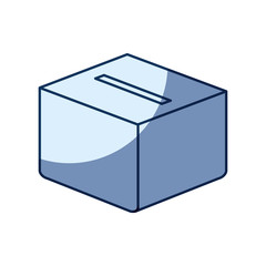 blue color silhouette shading of carboard box with slot vector illustration