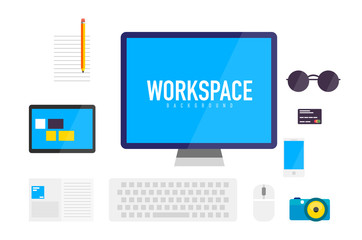 Flat design workspace background