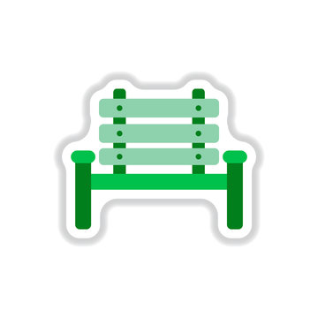 park seat in paper sticker style