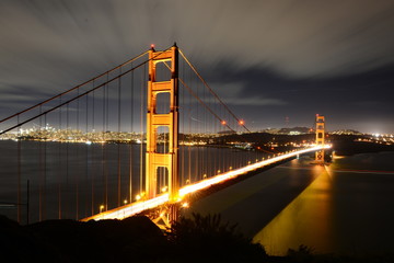 Naklejka na ściany i meble Night view of Golden Gate in San Francisco from Battery Spencer viewpoint