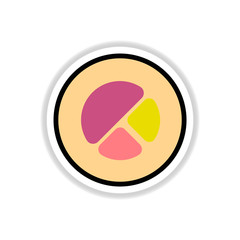 sushi roll piece, japanese food. Sushi roll with rice, vector icon sticker
