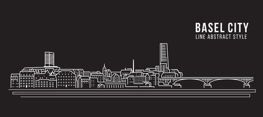 Cityscape Building Line art Vector Illustration design - Basel city