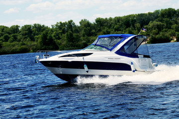Motorboat on the river