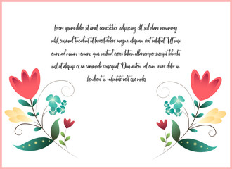 Floral template for postcard or invitation
