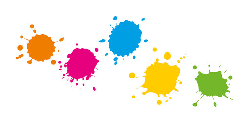 Bunte Farbkleckse - Farbspritzer mit Farbe - splashes color - klecks farbig. - obrazy, fototapety, plakaty