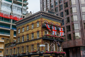 Close-up of a typical pub in London