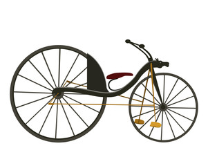 first retro bicycle isolated on white background vector illustration
