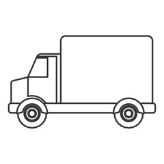 monochrome silhouette of truck with wagon vector illustration