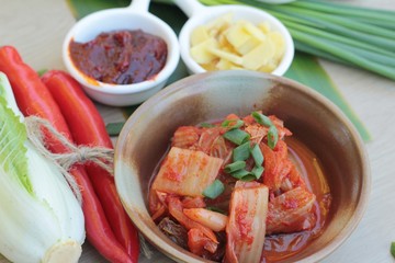 Kimchi of korean food traditional is delicious.