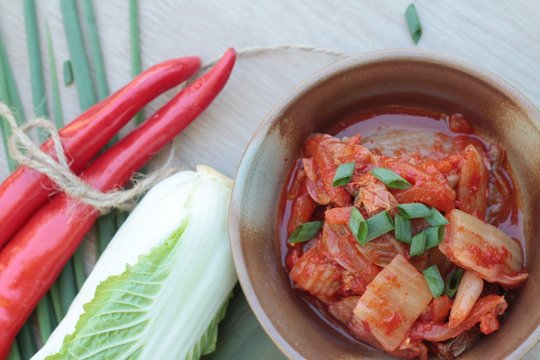 Kimchi of korean food traditional is delicious.