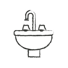 monochrome blurred silhouette with washbasin icon vector illustration
