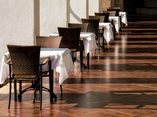 close up tables and chairs