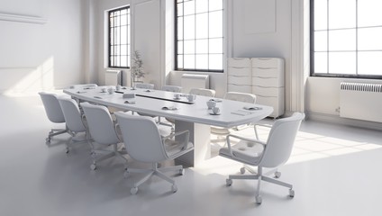 White Modern Meeting Room with projector screen