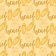 Summer seamless pattern with flip flops. For tropical decoration and wrapping design.