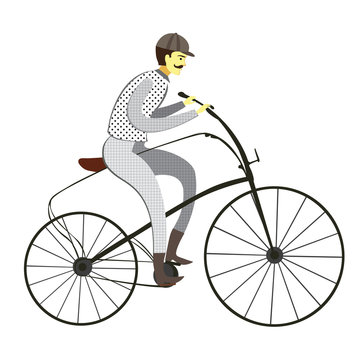 Victorian vintage bicycle vector - Illustration isolated on white background.