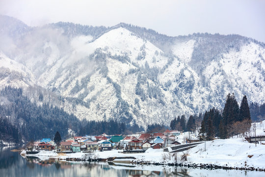 Snow winter season in Mishima