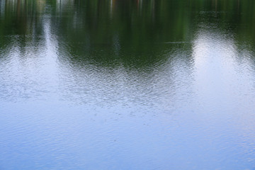 water reflection with shadow tree and sky in public park