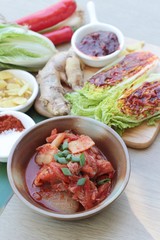Kimchi of korean food traditional is delicious.
