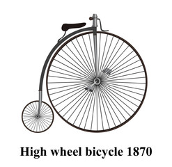 Fototapeta na wymiar Penny-farthing or high wheel bicycle Isolated on white background vector illustration