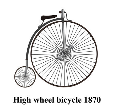 Penny-farthing or high wheel bicycle  Isolated on white background vector illustration