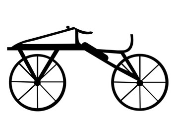A Dandy-Horse or Draisienne old bike silhouette isolated on white background vector illustration