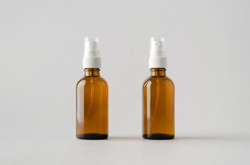 Amber Spray Bottle Mock-Up - Two Bottles