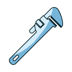 blue shading silhouette of pipe wrench vector illustration