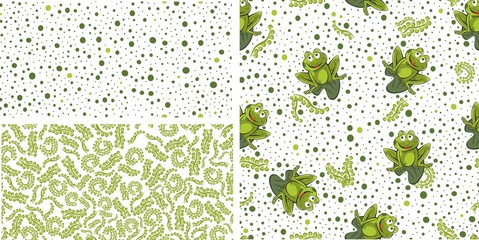 Frog seamless background. Vector illustration.. Set