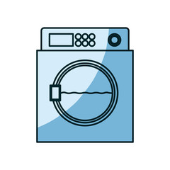 blue shading silhouette of wash machine vector illustration