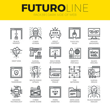 Dark Side of Web Futuro Line Icons
