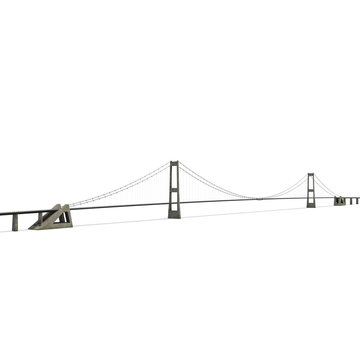 Great Belt Fixed Link Bridge on white. 3D illustration